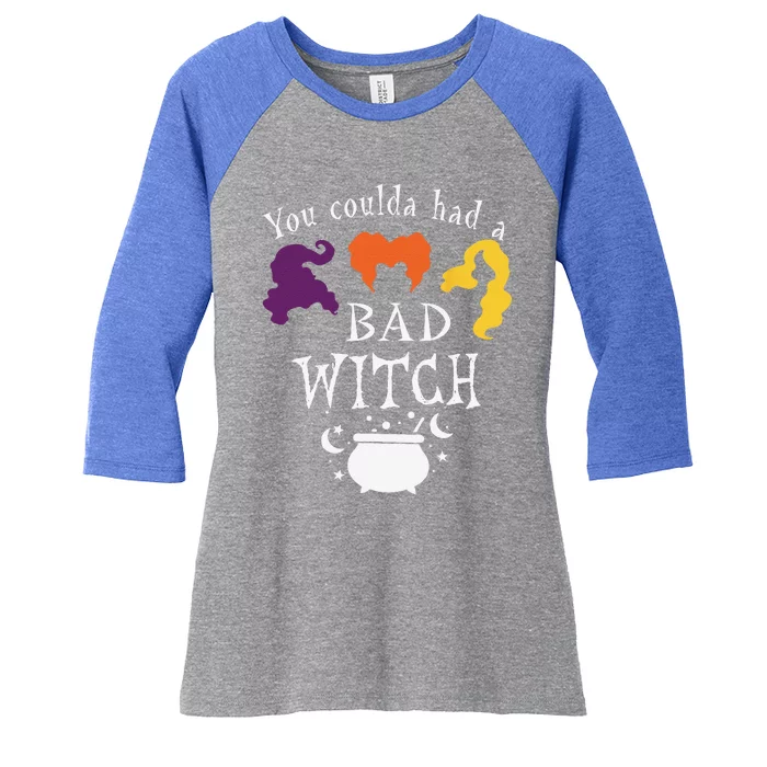 Vintage You Coulda Had A Bad Witch Halloween Funny Women's Tri-Blend 3/4-Sleeve Raglan Shirt