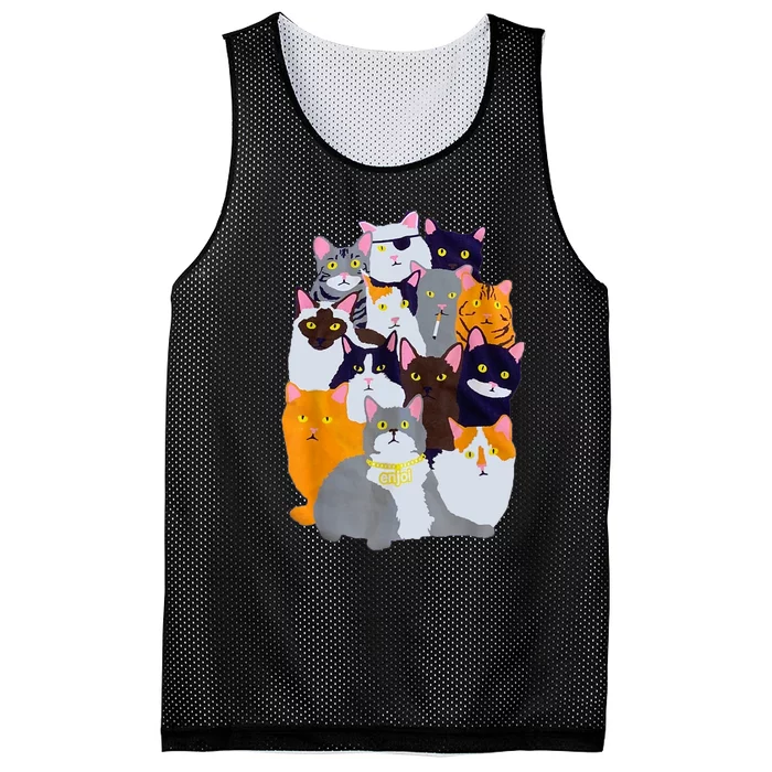 Vintage Y2K Enjoi Cat Gang Cute Cat Mom Cat Dad Cat Lover TShirt Mesh Reversible Basketball Jersey Tank