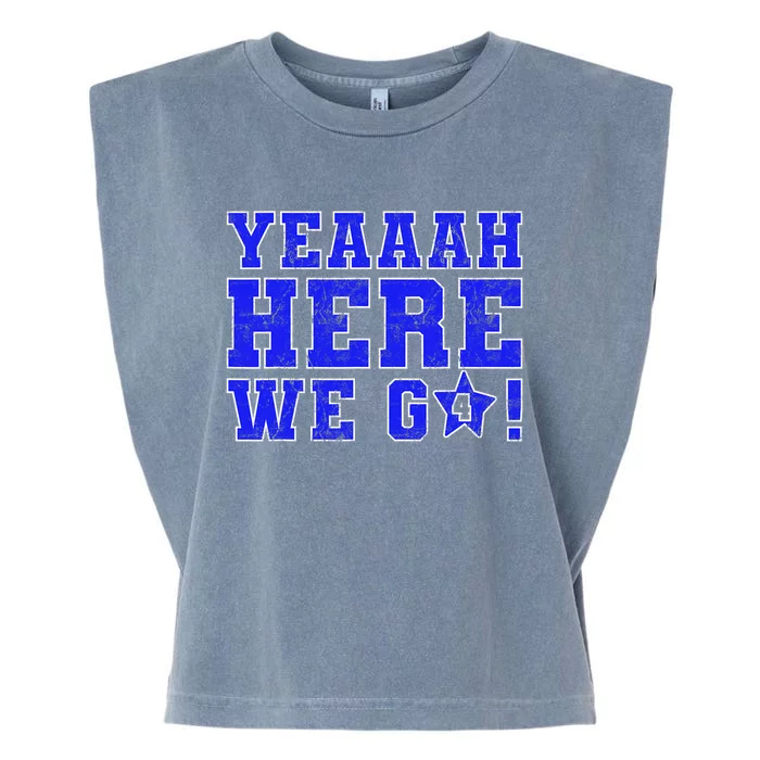 Vintage Yeah Here We Go Football Garment-Dyed Women's Muscle Tee