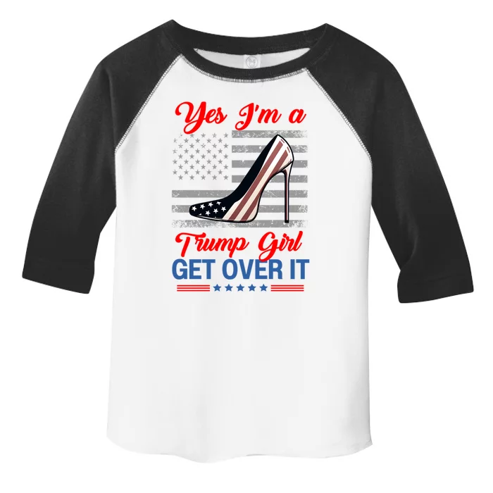 Vintage Yes IM A Trump Get Over It Trump 2024 Usa Flag Gift Toddler Fine Jersey T-Shirt