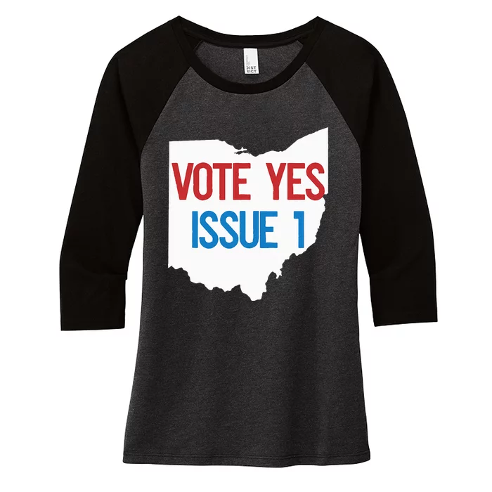 Vote Yes Issue 1 Women's Tri-Blend 3/4-Sleeve Raglan Shirt