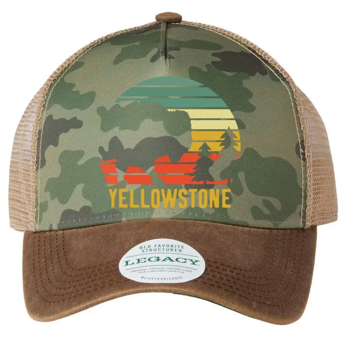 Vintage Yellowstone National Park Retro Travel Buffalo Bison Legacy Tie Dye Trucker Hat