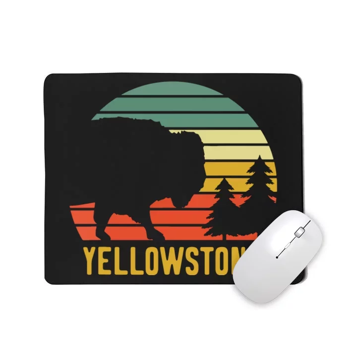 Vintage Yellowstone National Park Retro Travel Buffalo Bison Mousepad