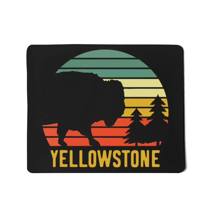 Vintage Yellowstone National Park Retro Travel Buffalo Bison Mousepad