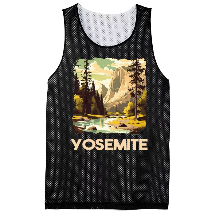 Vintage Yosemite National Park Nature Lover Adventure Mesh Reversible Basketball Jersey Tank