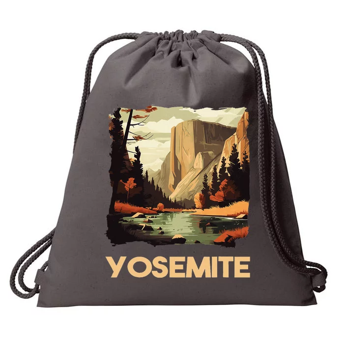 Vintage Yosemite National Park Nature Lover Adventure Drawstring Bag