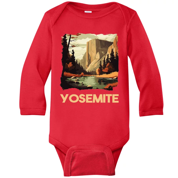 Vintage Yosemite National Park Nature Lover Adventure Baby Long Sleeve Bodysuit