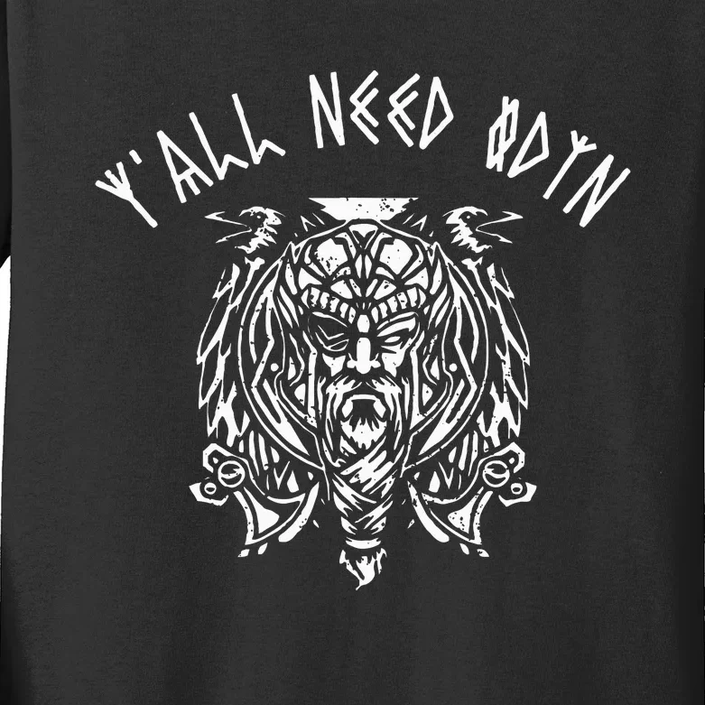 Viking YAll Need Odin Funny Norse Pagan Kids Long Sleeve Shirt