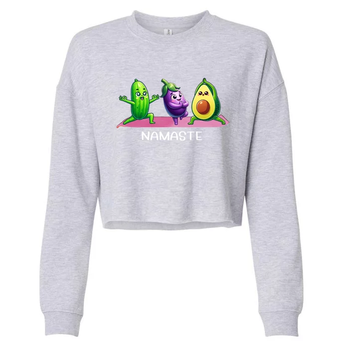 Vegetable Yoga Poses Eat Your Vegetables Day Yoga Lover Funny Gift Cropped Pullover Crew