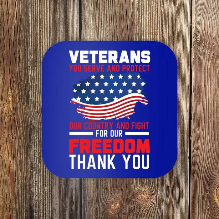 Veterans You Serve And Protect Our Country Memorial Day Gift Coaster