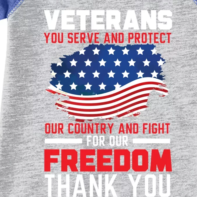 Veterans You Serve And Protect Our Country Memorial Day Gift Infant Baby Jersey Bodysuit