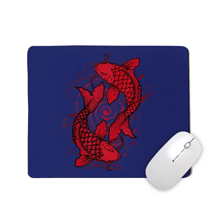 Vintage Ying Yang Asian Koi Fish Japaneses Mousepad