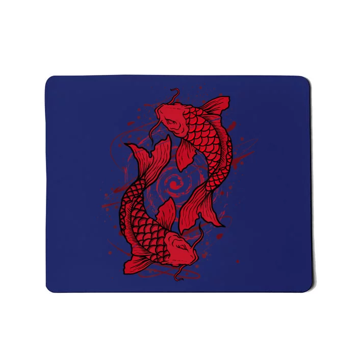 Vintage Ying Yang Asian Koi Fish Japaneses Mousepad