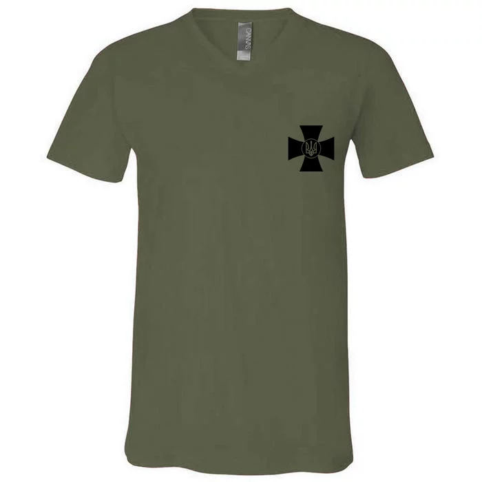 Volodymyr Zelensky Cross Ukrainian Ukraine Coat Of Arms Army Military V-Neck T-Shirt