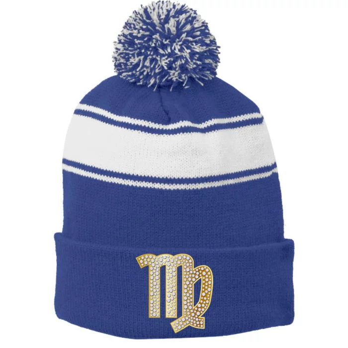 Virgo Zodiac Cool Gift Stripe Pom Pom Beanie