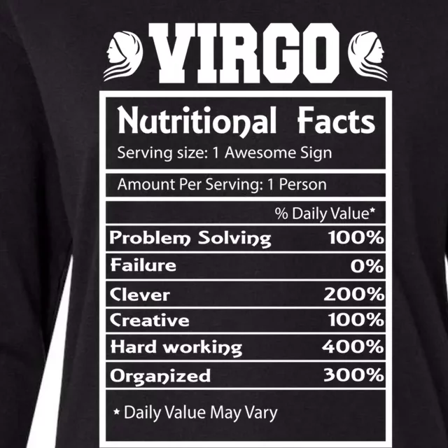 Virgo Zodiac Funny Nutritional Facts Astrology Gift Womens Cotton Relaxed Long Sleeve T-Shirt