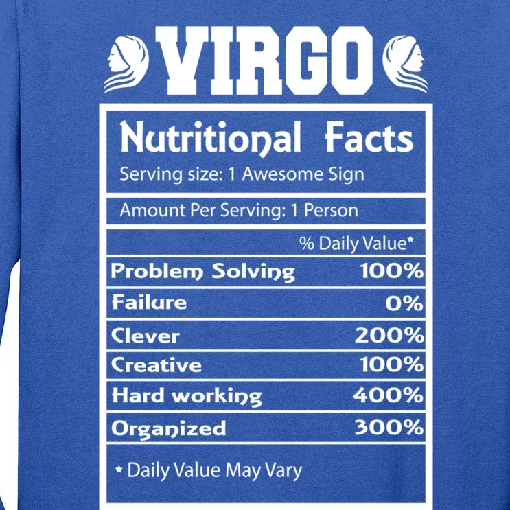 Virgo Zodiac Funny Nutritional Facts Astrology Gift Long Sleeve Shirt