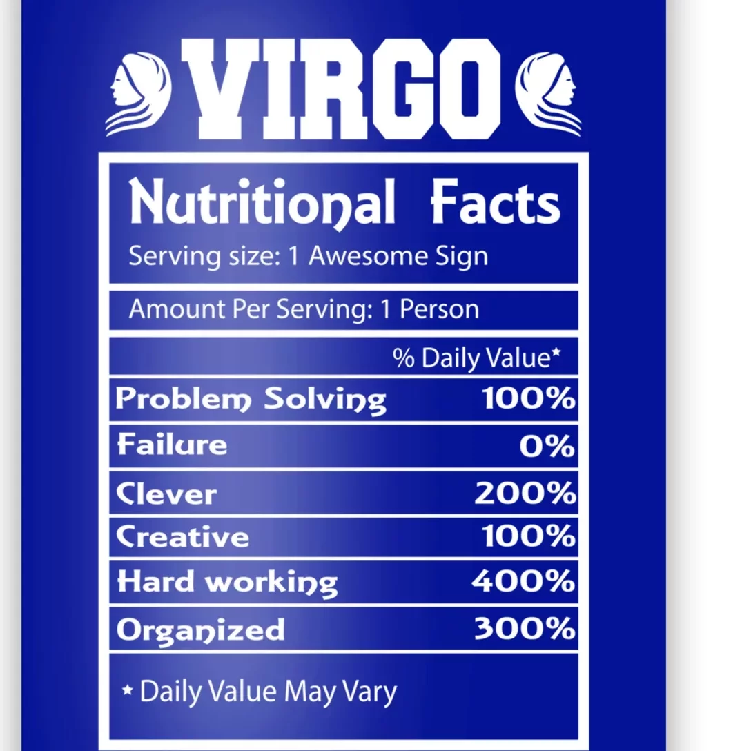 Virgo Zodiac Funny Nutritional Facts Astrology Gift Poster