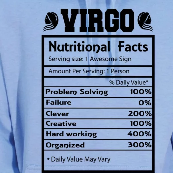 Virgo Zodiac Funny Nutritional Facts Astrology Gift Unisex Surf Hoodie