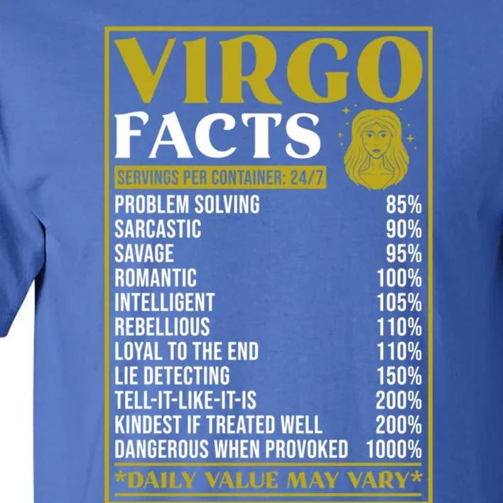 Virgo Zodiac Facts Design Zodiac Facts Funny Virgo Great Gift Tall T-Shirt