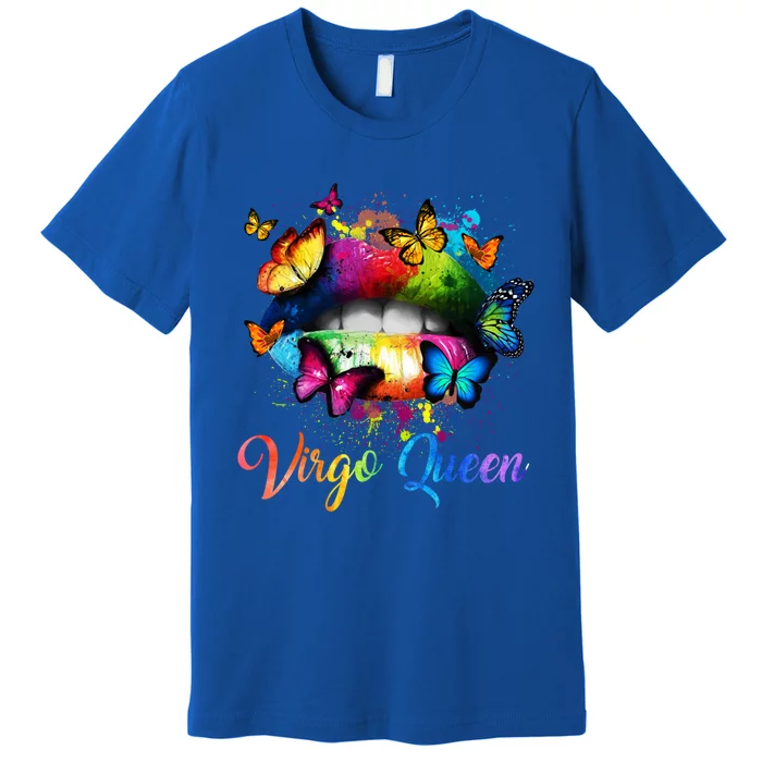 Virgo Zodiac Hot Lips Colorful Butterfly Birthday Funny Gift Great Gift Premium T-Shirt