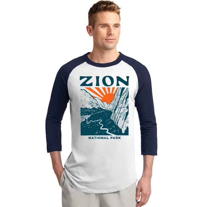 Vintage Zion National Park Baseball Sleeve Shirt