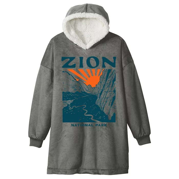 Vintage Zion National Park Hooded Wearable Blanket