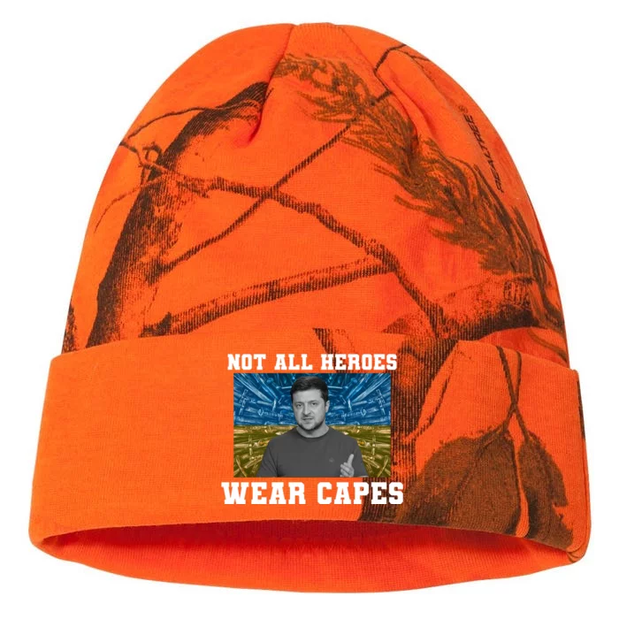 Volodymyr Zelenskyy Not All Heroes Wear Capes Ukraine Flag Kati - 12in Camo Beanie