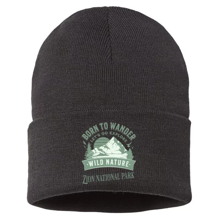 Vintage Zion National Park Born To Wander Sustainable Knit Beanie