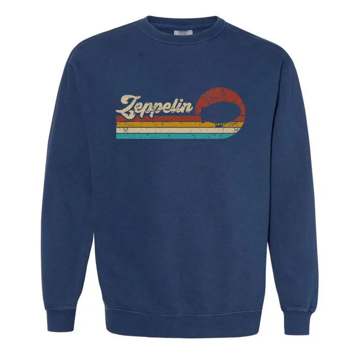 Vintage Zeppelin Retro Sunset Funny Dirigible Airship Garment-Dyed Sweatshirt