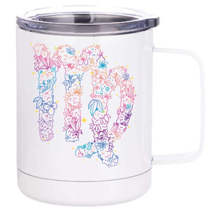 Virgo Zodiac Sign Aesthetic Flower Astrological Astronomy Gift Front & Back 12oz Stainless Steel Tumbler Cup