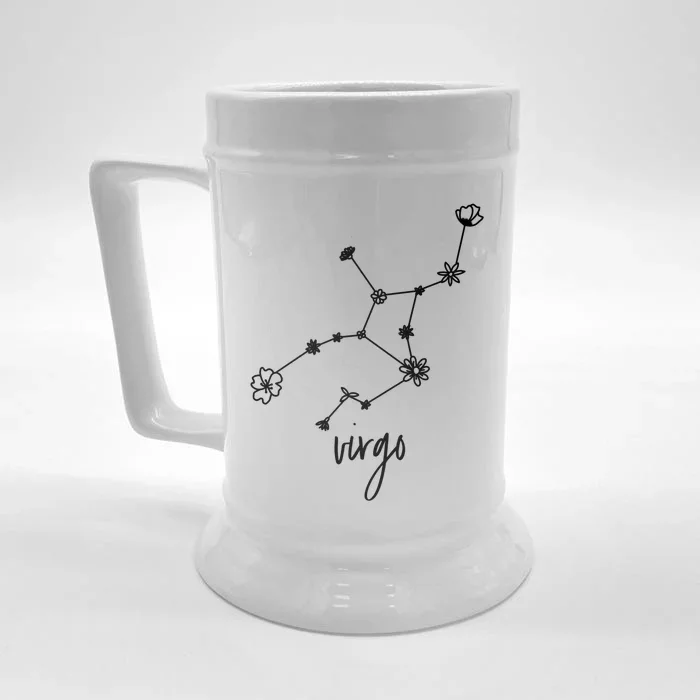 Virgo Zodiac Sign August September Birthday Floral Gift Front & Back Beer Stein