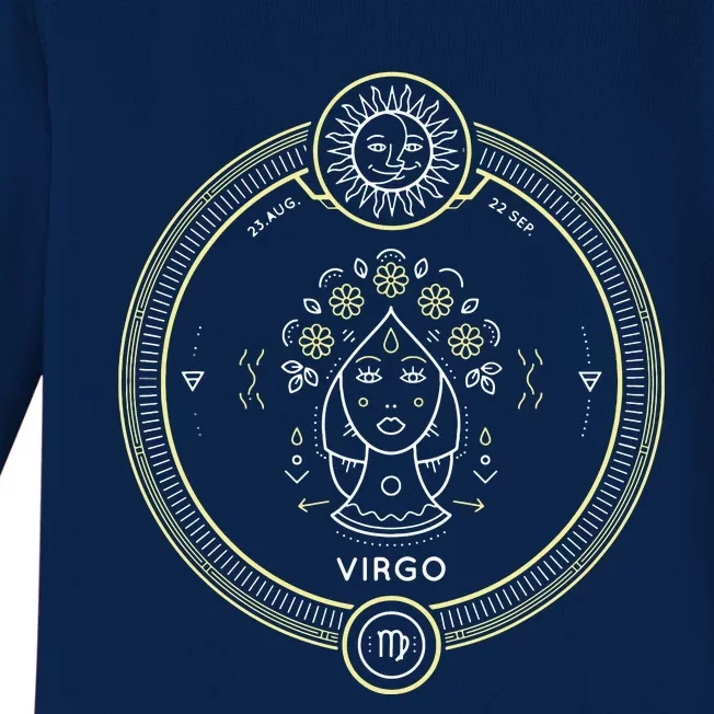 Virgo Zodiac Sign Horoscope Symbol Astrology Astronomy Baby Long Sleeve Bodysuit