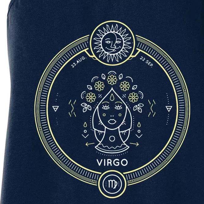 Virgo Zodiac Sign Horoscope Symbol Astrology Astronomy Women's Racerback Tank