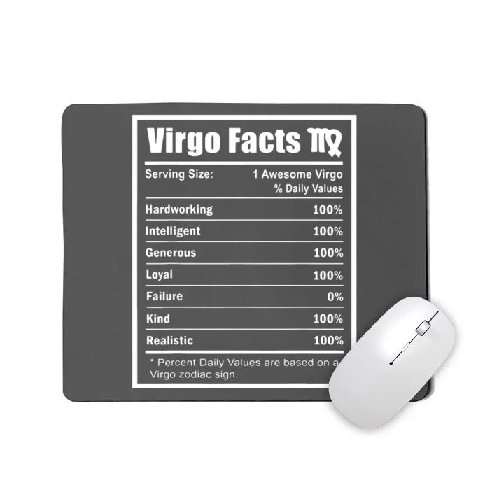 Virgo Zodiac Sign Fun Facts Shirts Men Women Birthday Mousepad