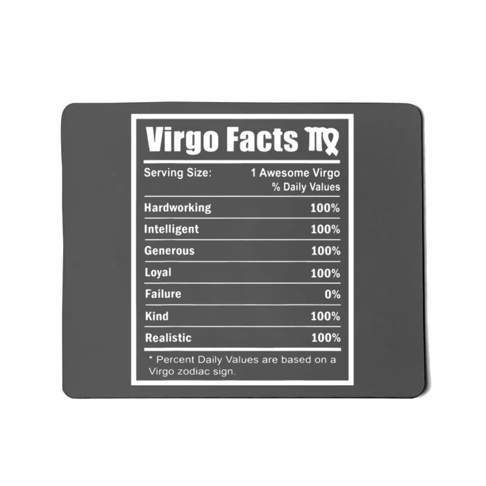 Virgo Zodiac Sign Fun Facts Shirts Men Women Birthday Mousepad