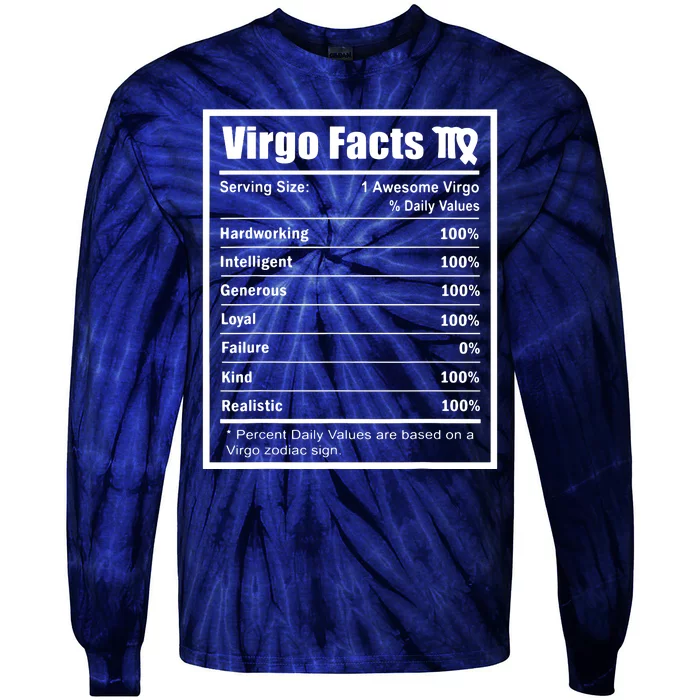 Virgo Zodiac Sign Fun Facts Shirts Men Women Birthday Tie-Dye Long Sleeve Shirt