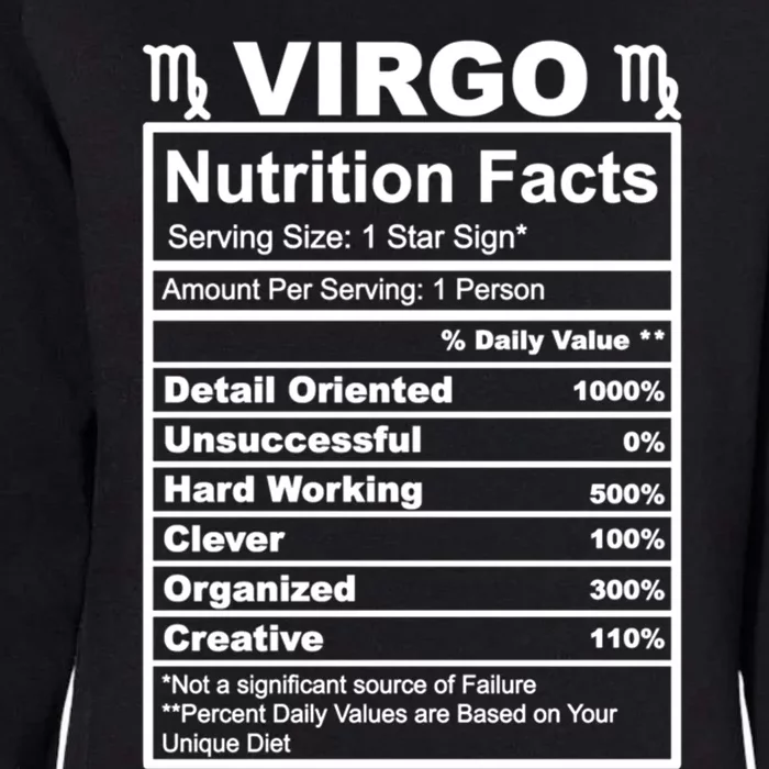 Virgo Zodiac Sign Nutrition Facts Cool Gift Womens California Wash Sweatshirt