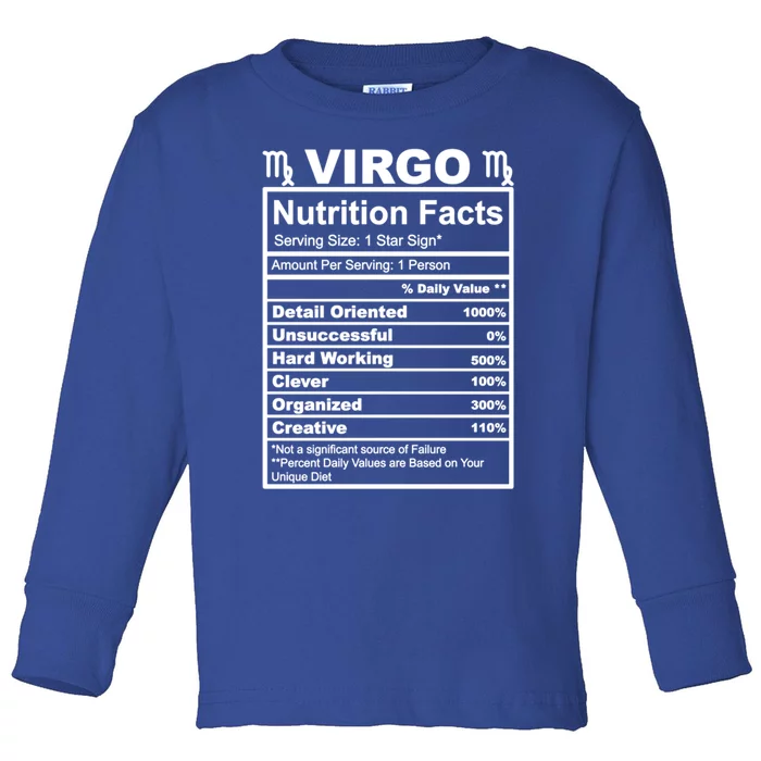 Virgo Zodiac Sign Nutrition Facts Cool Gift Toddler Long Sleeve Shirt