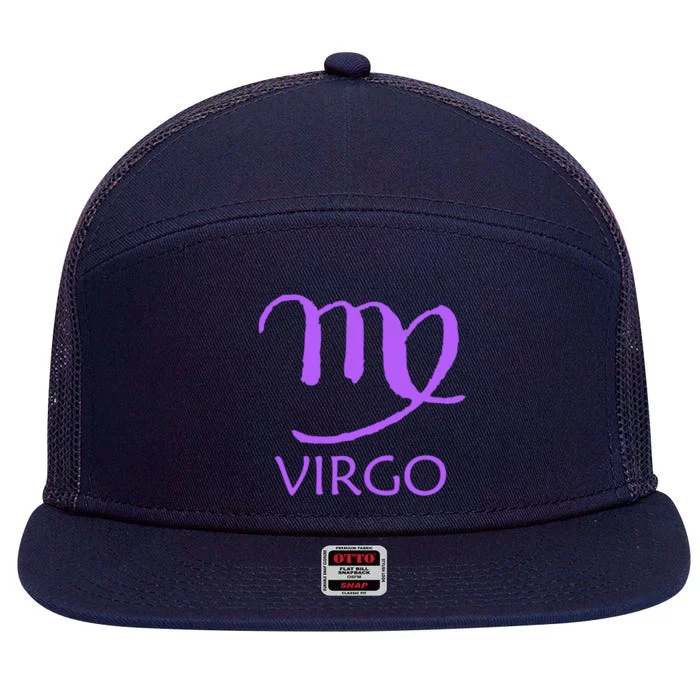 Virgo Zodiac Sign Purple August September Birthday Gift 7 Panel Mesh Trucker Snapback Hat