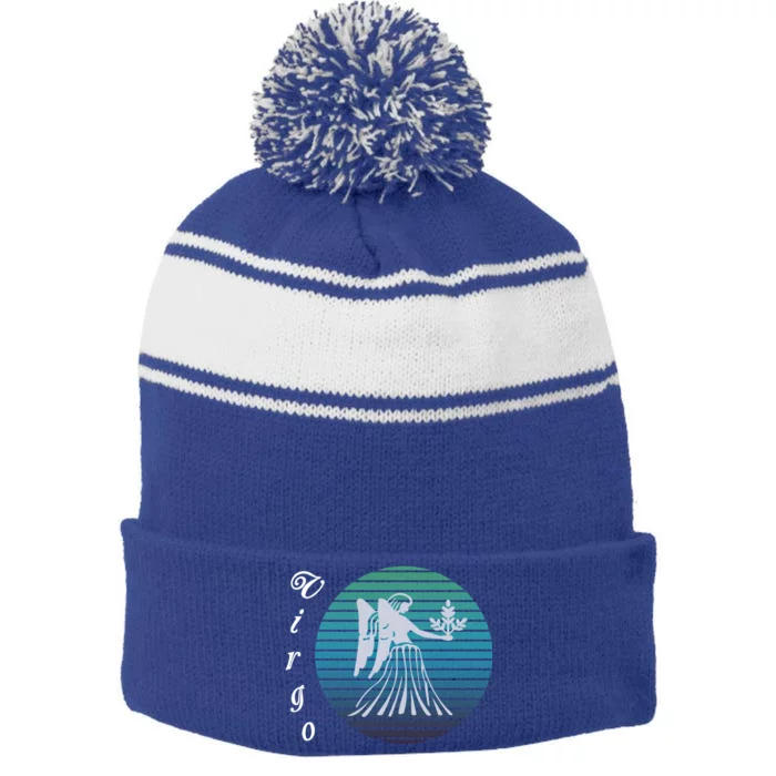 Virgo Zodiac Sign Gift Stripe Pom Pom Beanie