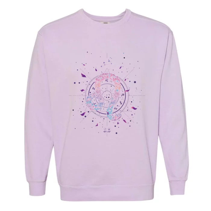 Virgo Zodiac Sign Floral Design Astrology Sign Virgo Gift Garment-Dyed Sweatshirt