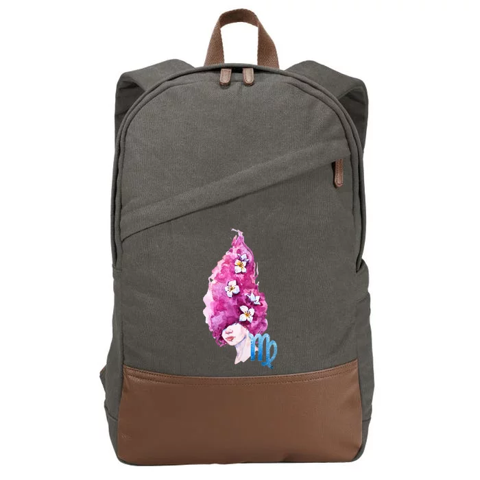 Virgo Zodiac Sign Watercolor Illustration Cotton Canvas Backpack