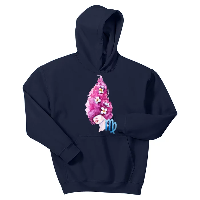 Virgo Zodiac Sign Watercolor Illustration Kids Hoodie