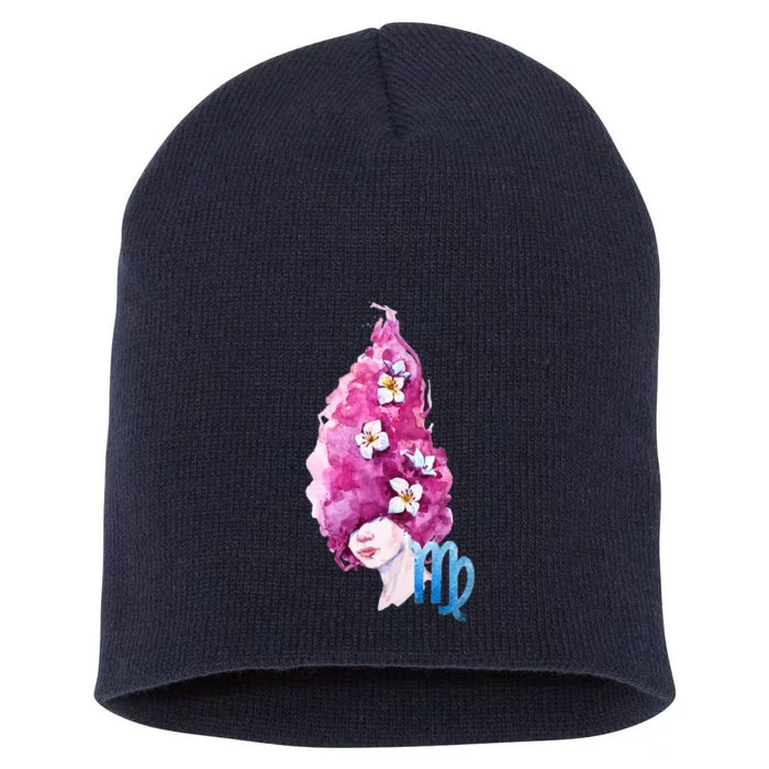 Virgo Zodiac Sign Watercolor Illustration Short Acrylic Beanie