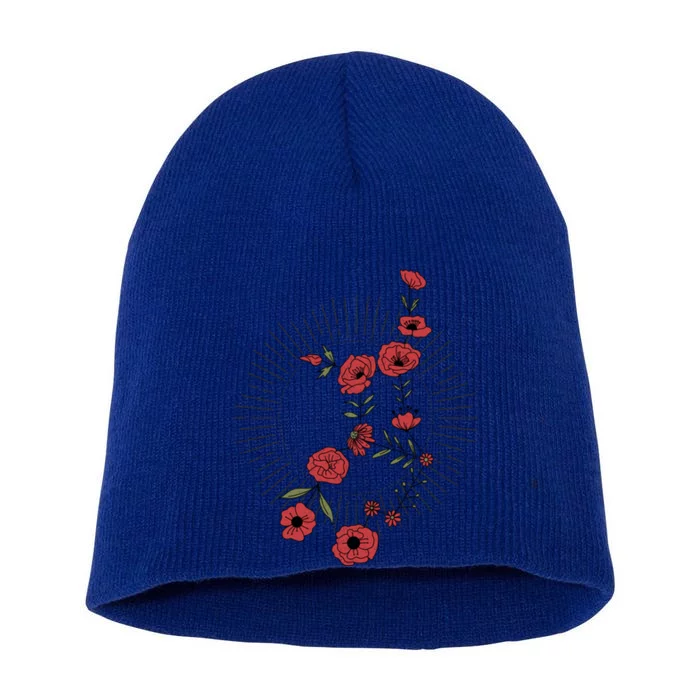 Virgo Zodiac Sign Planet Mercury Floral Stars Cute Gift Short Acrylic Beanie