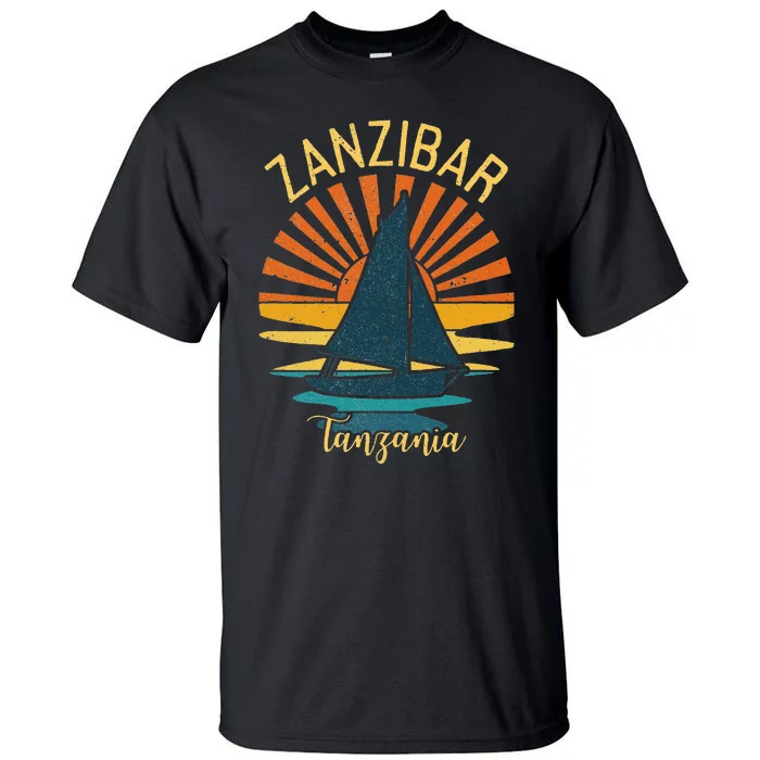 Vintage Zanzibar Tanzania Africa Sunset Sailing Tall T-Shirt