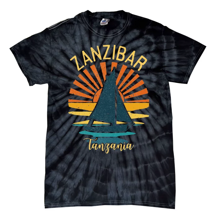 Vintage Zanzibar Tanzania Africa Sunset Sailing Tie-Dye T-Shirt