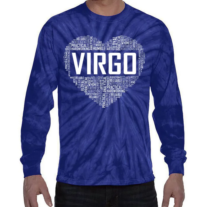 Virgo Zodiac Traits Horoscope Astrology Sign Gift Heart Tie-Dye Long Sleeve Shirt