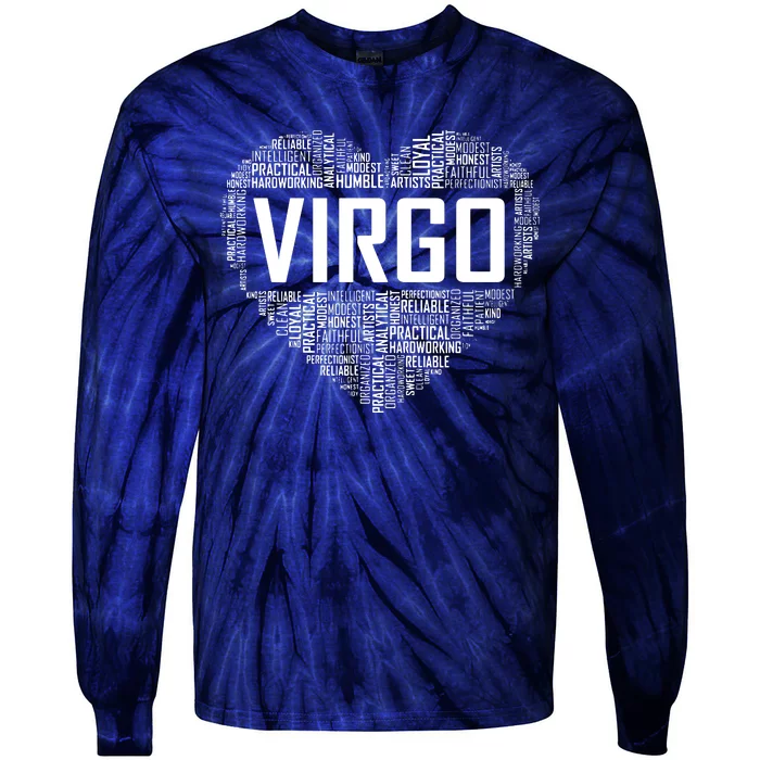 Virgo Zodiac Traits Horoscope Astrology Sign Gift Heart Tie-Dye Long Sleeve Shirt